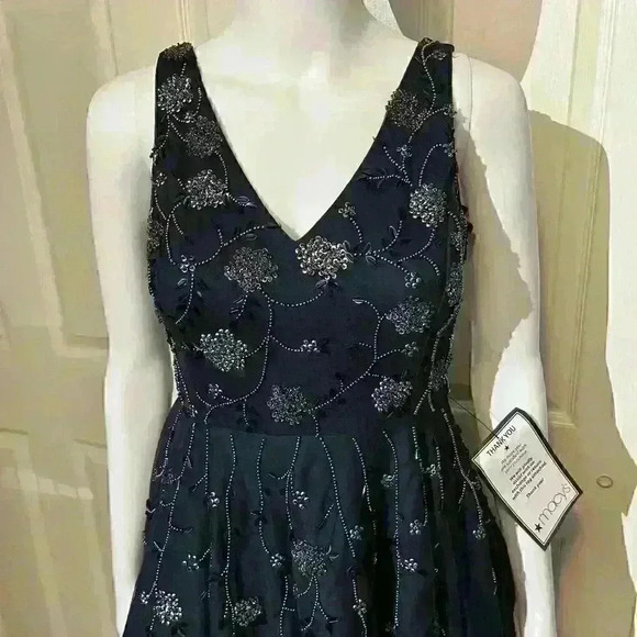 NWT Adrianna Papell Womens Sleeveless Tea Length Floral Sequin Cocktail Dress 4P - Picture 10 of 16